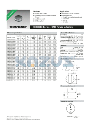 SDR0603-100ML datasheet - SMD Power Inductors