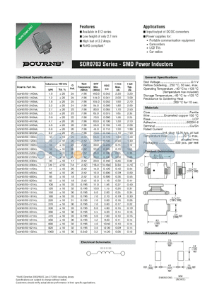 SDR0703-101KL datasheet - SMD Power Inductors