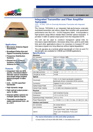 TAFA3000 datasheet - Integrated Transmitter and Fiber Amplifier