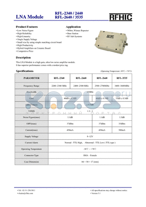 RFL-3535 datasheet - LNA Module