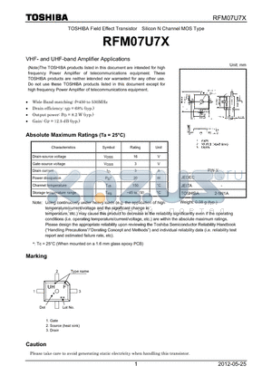 RFM07U7X datasheet - VHF- and UHF-band Amplifier Applications