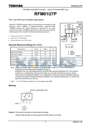 RFM01U7P datasheet - VHF- and UHF-band Amplifier Applications
