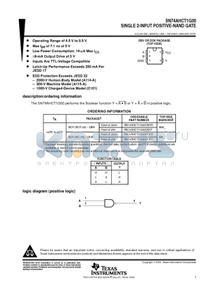 SN74AHCT1G00DBVR datasheet - SINGLE 2-INPUT POSITIVE-NAND GATE