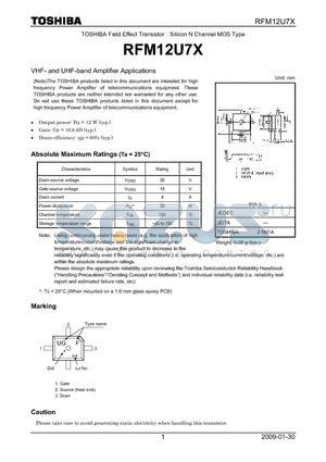RFM12U7X datasheet - VHF- and UHF-band Amplifier Applications