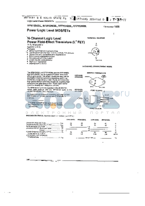 RFM15N05 datasheet - POWER LOGIC LEVEL MOSFETS