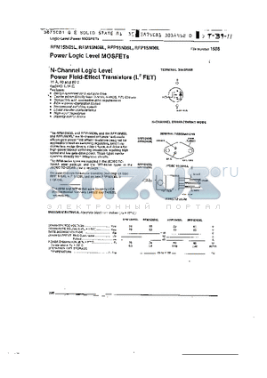 RFM15N05L datasheet - POWER LOGIC LEVEL MOSFETS