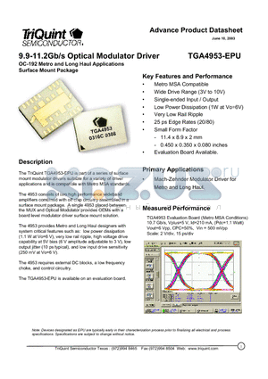 TAJA106K016R datasheet - 9.9-11.2Gb/s Optical Modulator Driver
