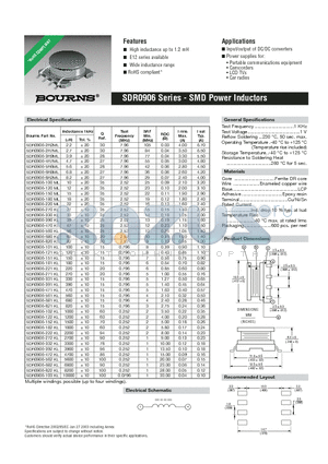 SDR0906-2R2ML datasheet - SMD Power Inductors