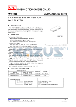 UA8888SL-SH1-T datasheet - 5-CHANNEL BTL DRIVER FOR DVD PLAYER