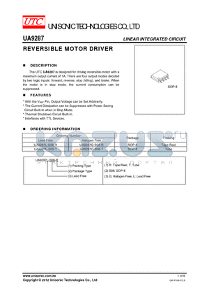 UA9287 datasheet - REVERSIBLE MOTOR DRIVER