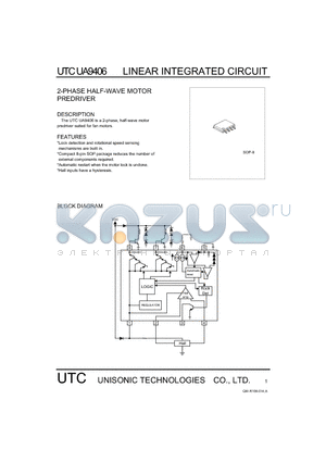 UA9406 datasheet - LINEAR INTEGRATED CIRCUIT (2-PHASE HALF-WAVE MOTOR PREDRIVER)