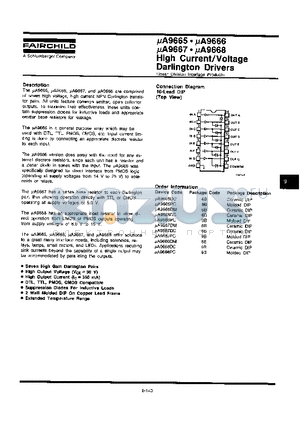 UA9665PC datasheet - High Current/VOLTAGE Darlington Drivers