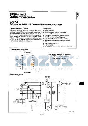 UA9708DC datasheet - 6-CHANNEL 8-BIT uP COMPATIBLE A/D CONVERTER