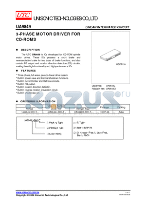 UA9849 datasheet - 3-PHASE MOTOR DRIVER FOR CD-ROMS