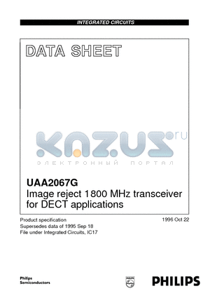 UAA2067 datasheet - Image reject 1800 MHz transceiver for DECT applications