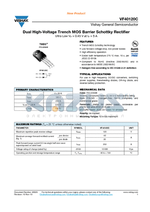 VF40120C-M3-4W datasheet - Dual High-Voltage Trench MOS Barrier Schottky Rectifier