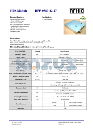 RFP-0880-42-27 datasheet - HPA Module