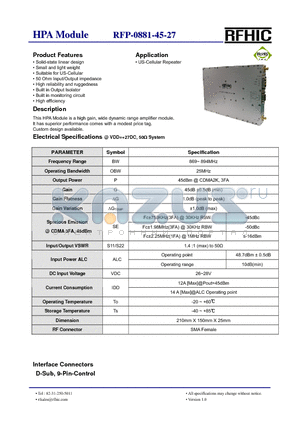 RFP-0881-45-27 datasheet - HPA Module