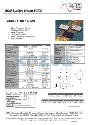 VF5945046.72M datasheet - Wide Frequency Range, Very Low Phase Jitter, Wide Pullability, Standard Footprint, Wide Operating Temperature, EMI Shielded