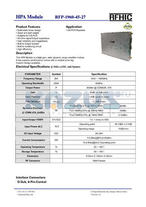 RFP-1960-45-27 datasheet - HPA Module