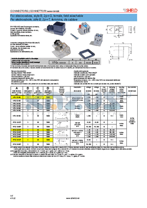 VF6102A00 datasheet - For electrovalves, style B, 2pG, female, field attachable