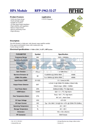 RFP-1962-32-27 datasheet - HPA Module