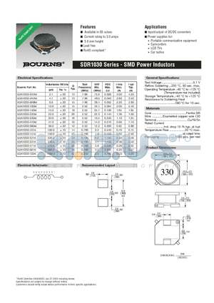 SDR1030-100M datasheet - SMD Power Inductors