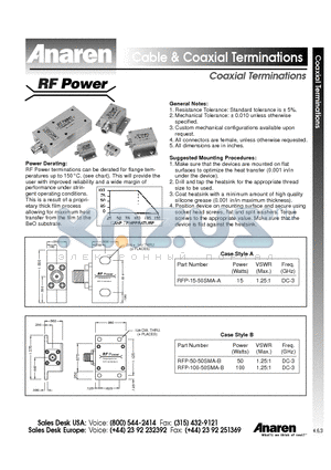 RFP-200-50N-D datasheet - Cable & Coaxial Terminations