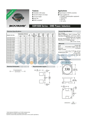 SDR1030-2R7M datasheet - SMD Power Inductors