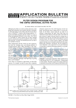 UAF42 datasheet - UNIVERSAL ACTIVE FILTER