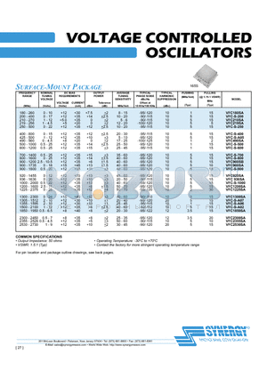 VFC-S-250 datasheet - VOLTAGE CONTROLLED OSCILLATORS