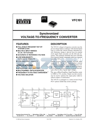 VFC101 datasheet - Synchronized VOLTAGE-TO-FREQUENCY CONVERTER