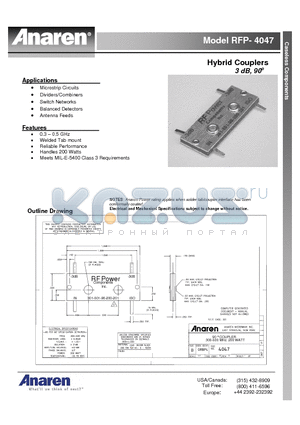 RFP-4047 datasheet - Hybrid Couplers