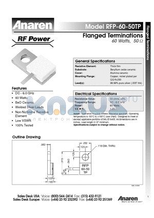 RFP-60-50TP datasheet - Flanged Terminations