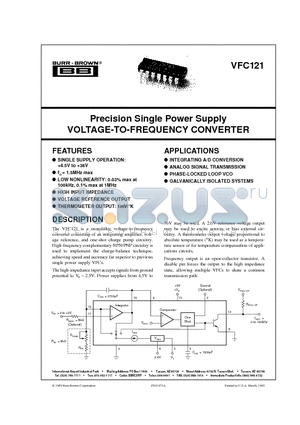 VFC121AP datasheet - Precision Single Power Supply VOLTAGE-TO-FREQUENCY CONVERTER