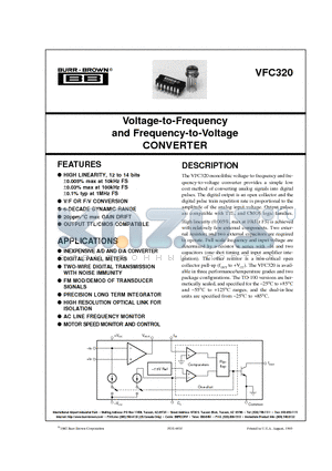 VFC320 datasheet - Voltage-to-Frequency and Frequency-to-Voltage CONVERTER