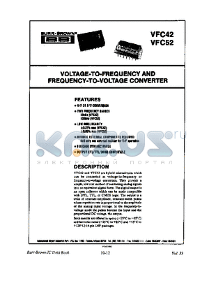 VFC42 datasheet - VOLTAGE-TO-FREQUENCY AND FREQUENCY-TO-VOLTAGE CONVERTER