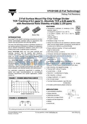 VFCD1505 datasheet - Z-Foil Surface Mount Flip Chip Voltage Divider TCR Tracking of 0.1 ppm/`C,