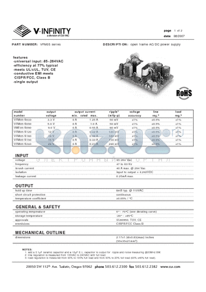 VFM05-S120 datasheet - open frame AC/DC power supply