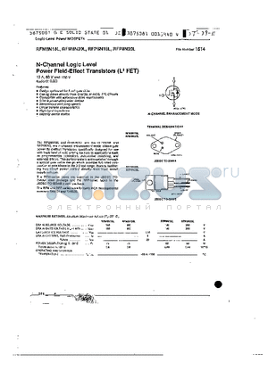 RFP8N18L datasheet - N-CHANNEL LOGIC LEVEL POWER FIELD EFFECT TRANSISTORS