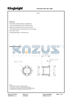 RTC-51 datasheet - HOUSING FOR LED LAMP