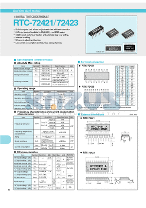 RTC-72421 datasheet - Real time clock module(4-bit REAL TIME CLOCK MODULE)