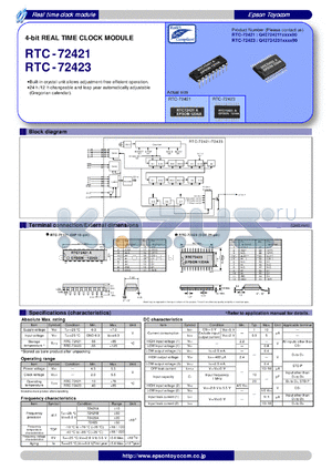 RTC-72423 datasheet - 4-bit REAL TIME CLOCK MODULE