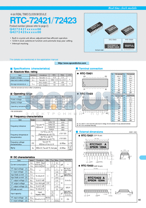 RTC-72421A datasheet - Built-in crystal unit allows adjustment-free efficient operation