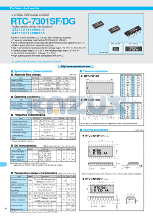 RTC-7301SF datasheet - 4-bit REAL TIME CLOCK MODULE