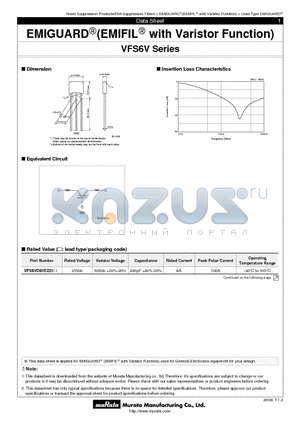 VFS6V datasheet - EMIGUARDr(EMIFILr with Varistor Function)