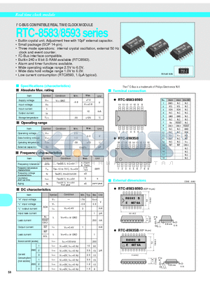 RTC-8583 datasheet - I2C-BUS COMPATIBLE REAL TIME CLOCK MODULE