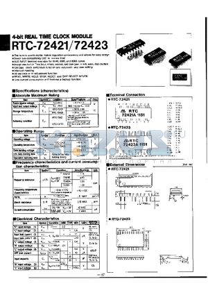 RTC72421 datasheet - 4-bit REAL TIME CLOCK MODULE