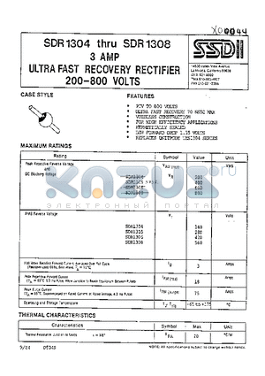 SDR1305 datasheet - 3AMP 200-800 VOLTS ULTRA FAST RECOVERY RECTIFIER