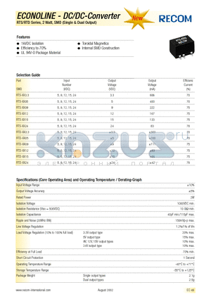 RTD-0515 datasheet - ECONOLINE - DC/DC - CONVERTER